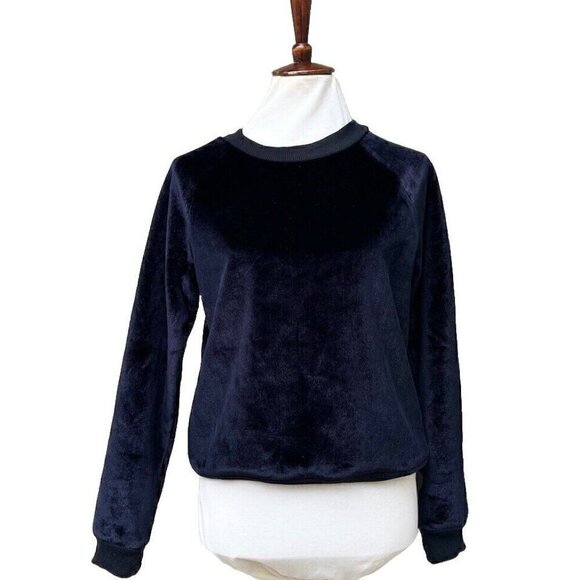 J.O.A. Sweaters - Nasty Gal J.O.A. Womens Black Velvet Plush Little Baby Raglan Sweater Size S